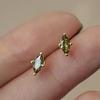 Green Marquise Stud Earrings for Women Minimalist Delicate Fashion Jewelry
