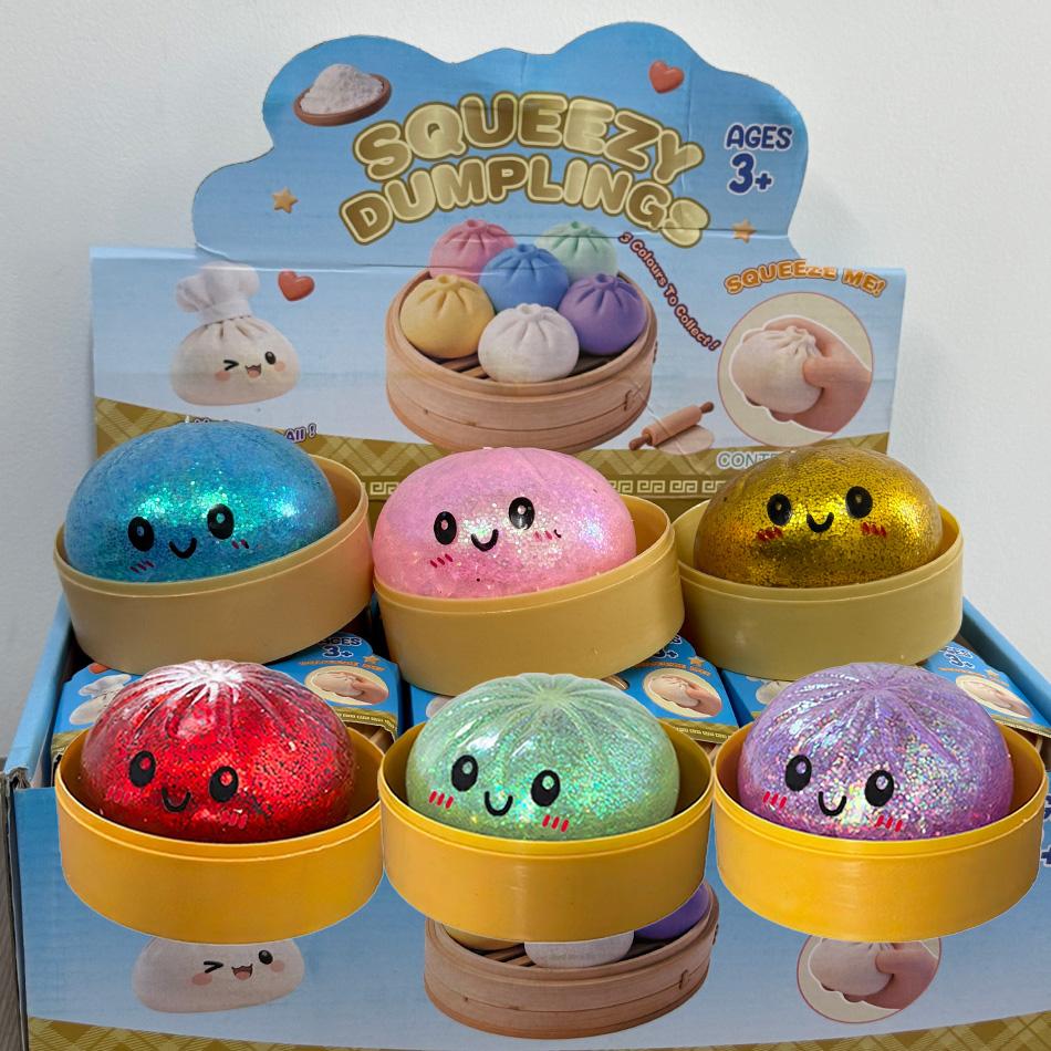 Realistic Giant Dumpling Squeeze Toy with Bamboo Steamer Soft TPR Dough Ball Decompression Fidget Toy Funny Creative Gift