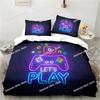 Set Copripiumino Gaming Decorazione Stanza dei Giochi Ragazzi ragazzi Adolescenti Copripiumino Videogioco Set Biancheria da Letto Singolo Let's Play Copripiumino Set da Letto