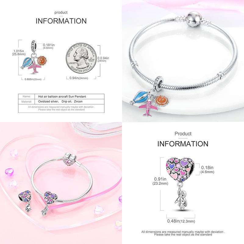 Fit Pan Original Bracelets Copper House Astronaut Puzzle Colorful Air Balloon Charms Beads Diy Fine Jewelry