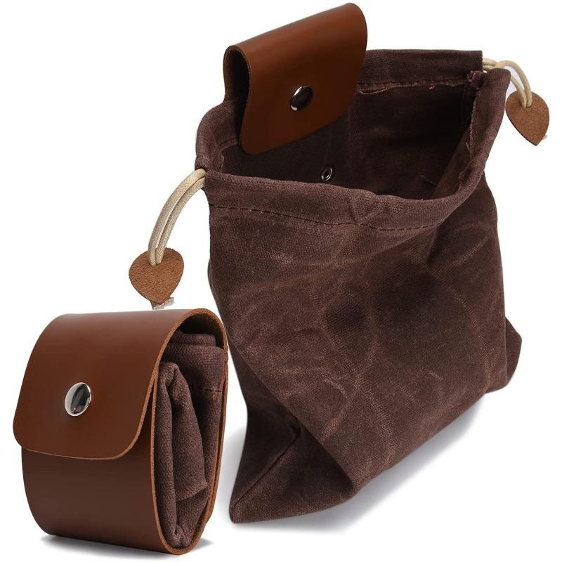 Medieval Renaissance Bushcraft Bag Leather Cover Buckle Foldable Heavy Duty Tool Pouch With Drawstring For Outdoors Camping Bags