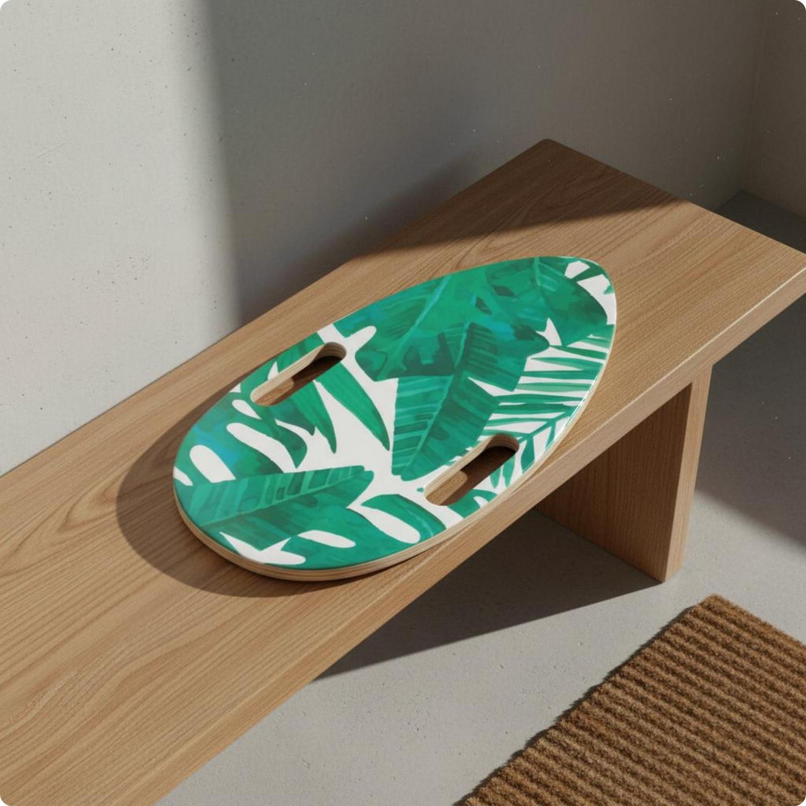 Mini Skateboard Deck PreDrilled Teardrop Carry Cutouts Sports Gear Banana Leaf