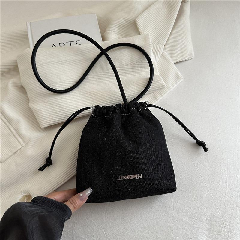 

Denim rope bucket bag women s new simple drawstring shoulder bag daily travel messenger bag