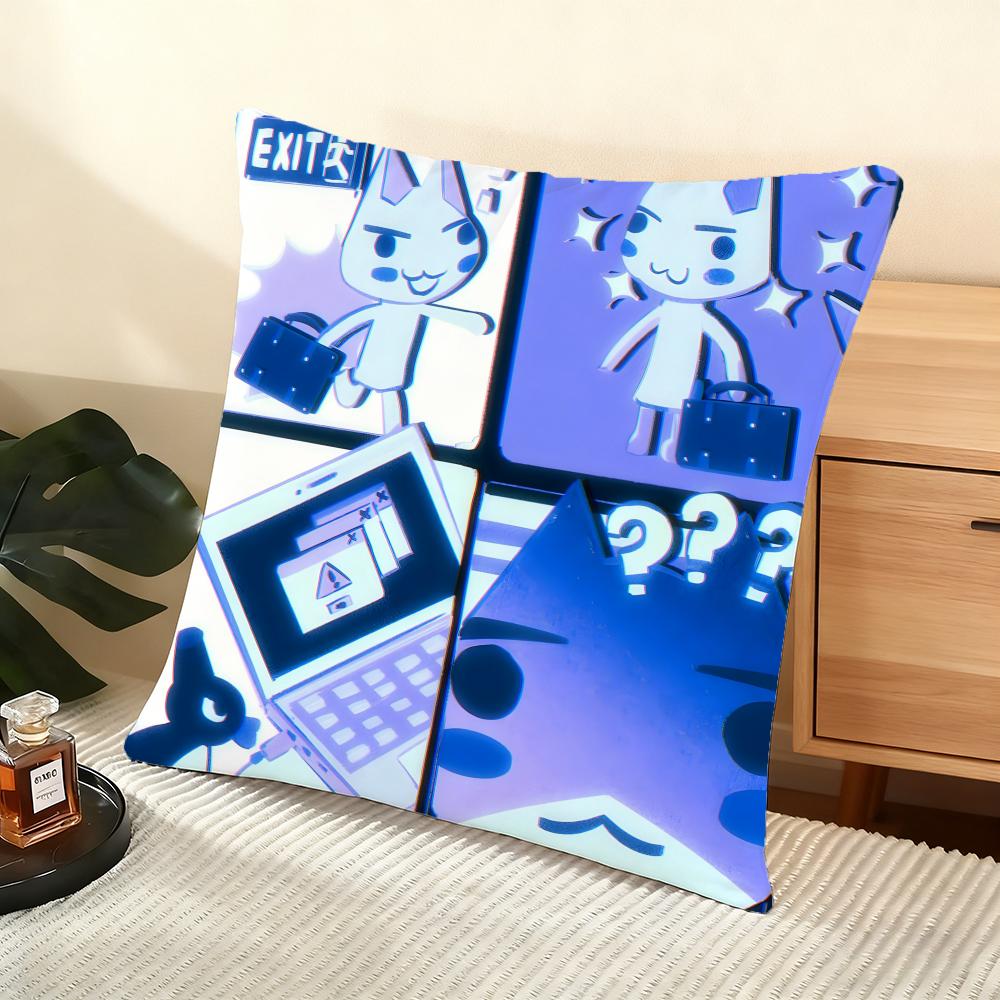 Cushion Cover Silky Short Plush Home Sofa Cushion Cover - Invisible Zipper Home Decoration Hot Movie Toro Cute Cat