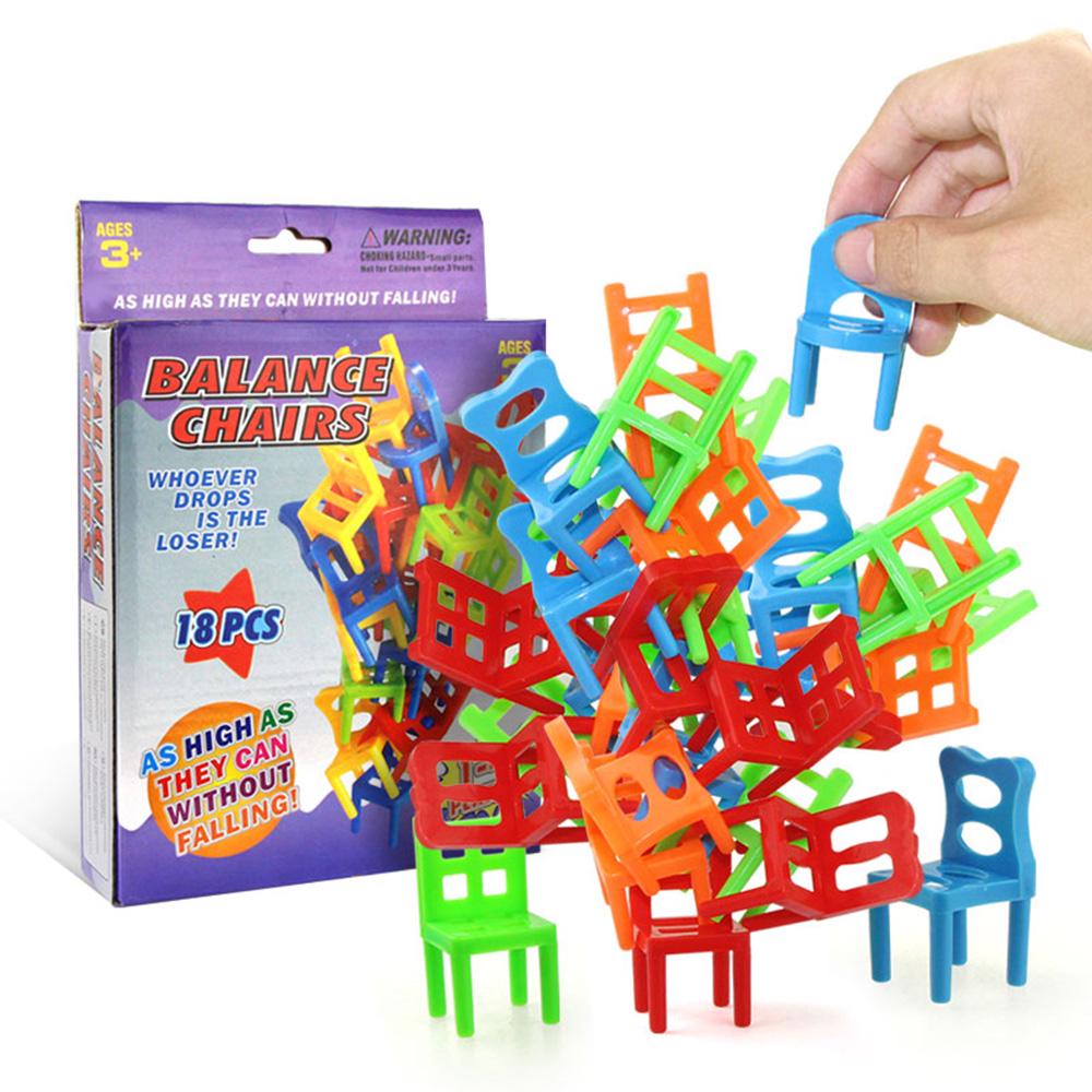 18 Piece Balancing Chair Set, Plastic  ing Toy, Fun Educational Game for Kids Ages 3+, Perfect for Parties and Family Reunions