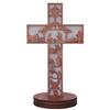 1PC Handmade Wood Cross Christ Statue Religious Prayer Hand Holding Pendant