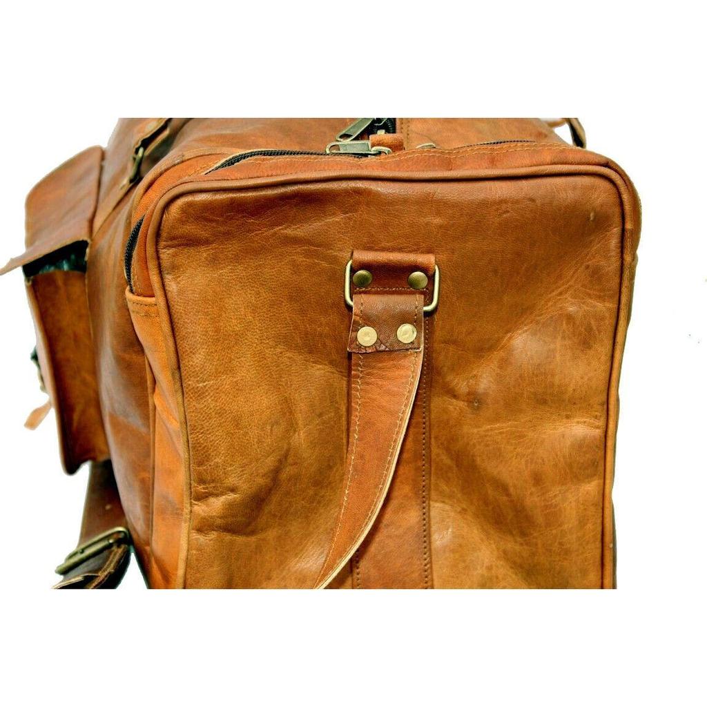 Nya bruna män getläder resegymnastikväska Bagage Äkta Vintage Duffelväska