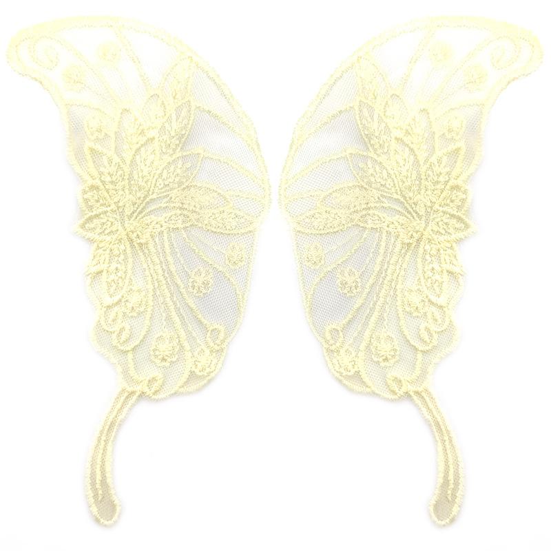Spitzennetz-Stickerei Schmetterling-Aufkleber Beige zu Blumen transparentes Netz-Bodenstickerei DIY-Spitzenzubehör symmetrische Blumenteile