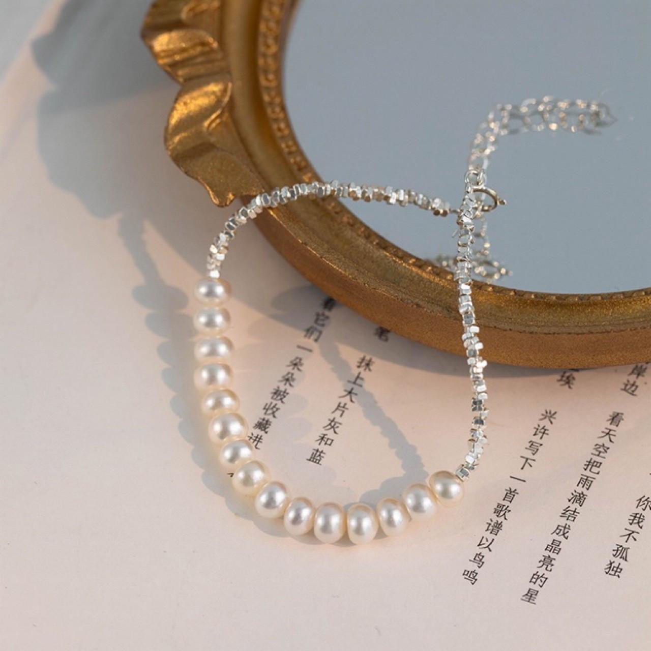 Broken silver natural pearl stacked bracelet design bracelet simple temperament versatile bracelet