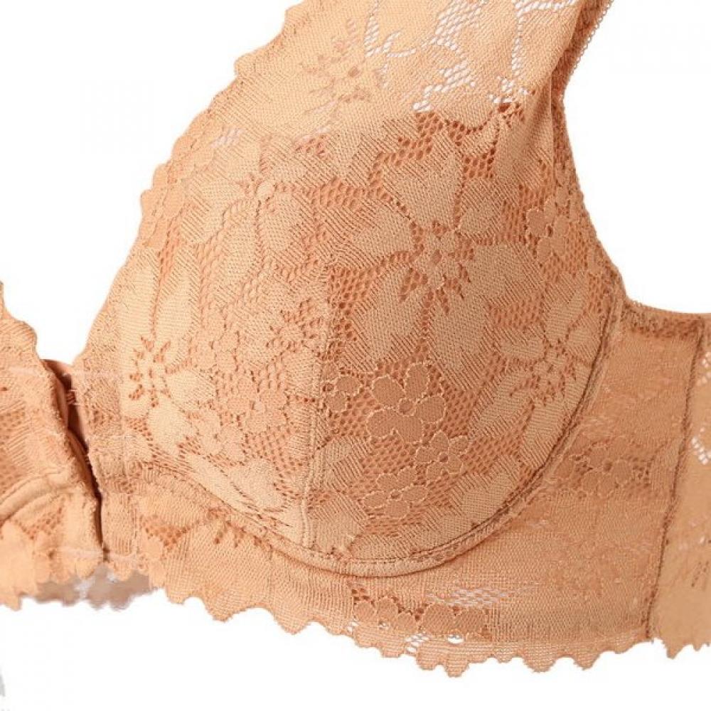 Triumph Flower Lace Front Hook No Wire Bra Beige Tewbr814be