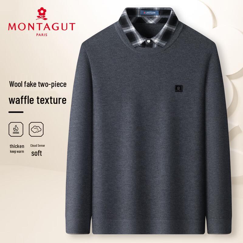 MONTAGUT Men's Lambswool Blend Pullover Sweater