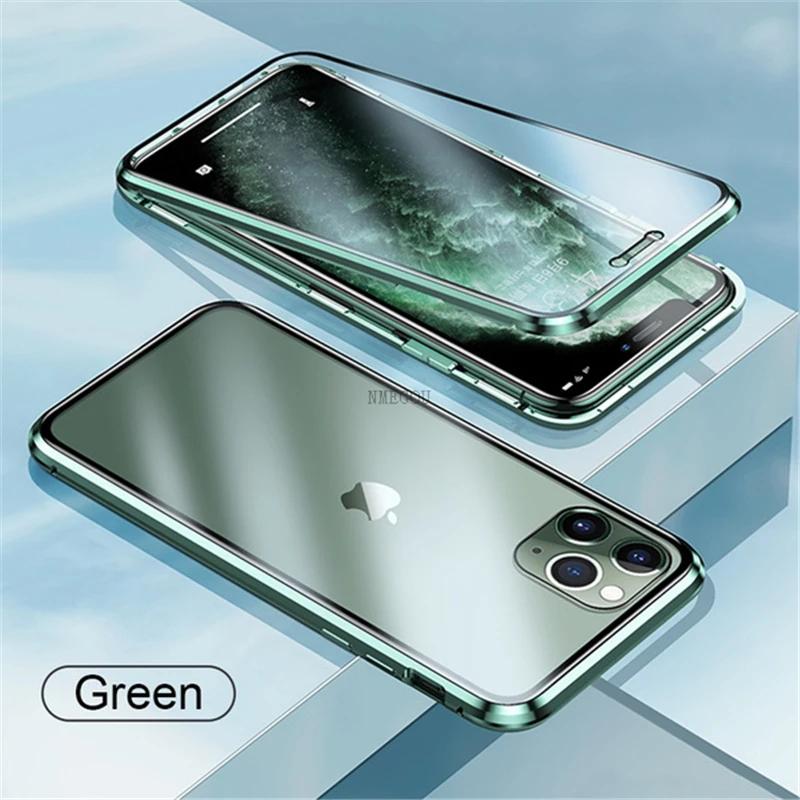 Doppelseitige magnetische Adsorption Metallstoßstange Glas Hülle für IPhone 11 13 14 15 Pro Max 12 XS XR X Plus IPhone11 Magnet Hülle