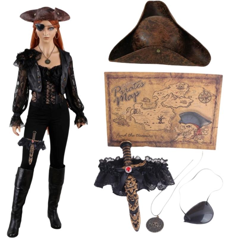 Pirate Outfit Easy Wear Design Practical Stitching Costume Accessories Perfect For Stage Performances And Event