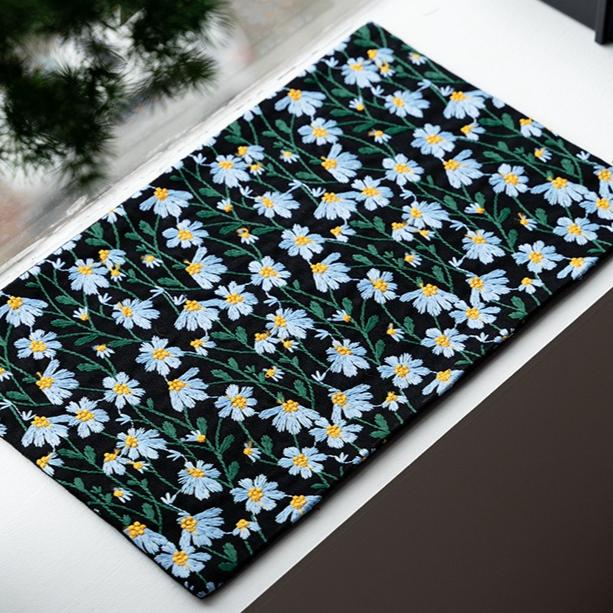 National wind cotton cloth flower embroidery dry bubble mat Chinese zen tea ceremony accessories tablecloth tea mat