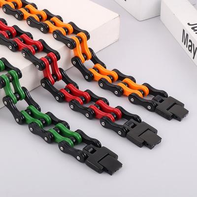 Bracciale a catena da bicicletta da uomo in stile punk rock con catena da bicicletta in acciaio al titanio maschile e europeo e americano