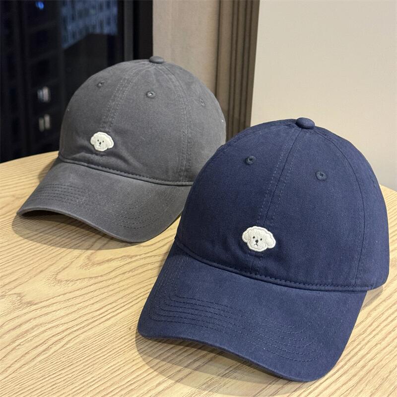 Cartoon Cute Puppy Embroidery Soft Top Baseball Cap Children Big Head Circumference Show Face Small Cap Men Spring Summer Trend