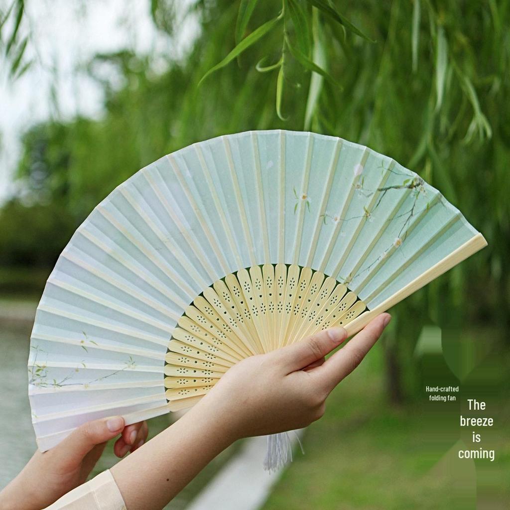 Er Qing Ancient Chinese Hanfu Dance Fan: Portable Silk Fan for Women