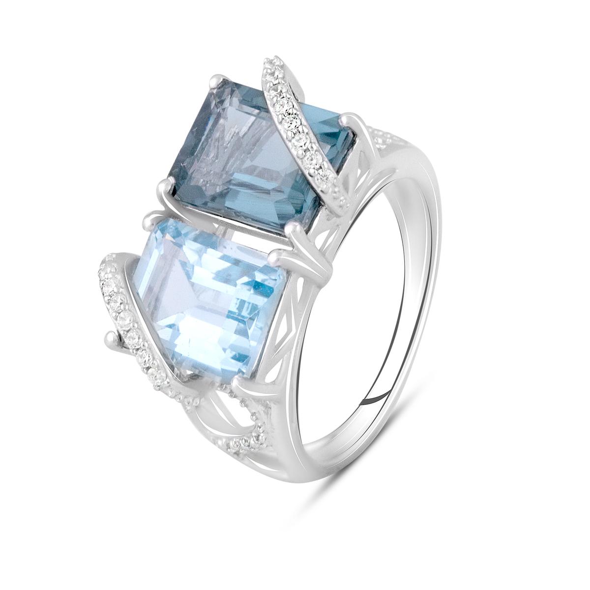 

Срібна каблучка з натуральним топазом, топазом. (2113591) 18.5 синій