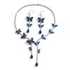 Women's fashionable butterfly tassel zircon necklace earring jewelry set, with a light luxury design and a high-end feel