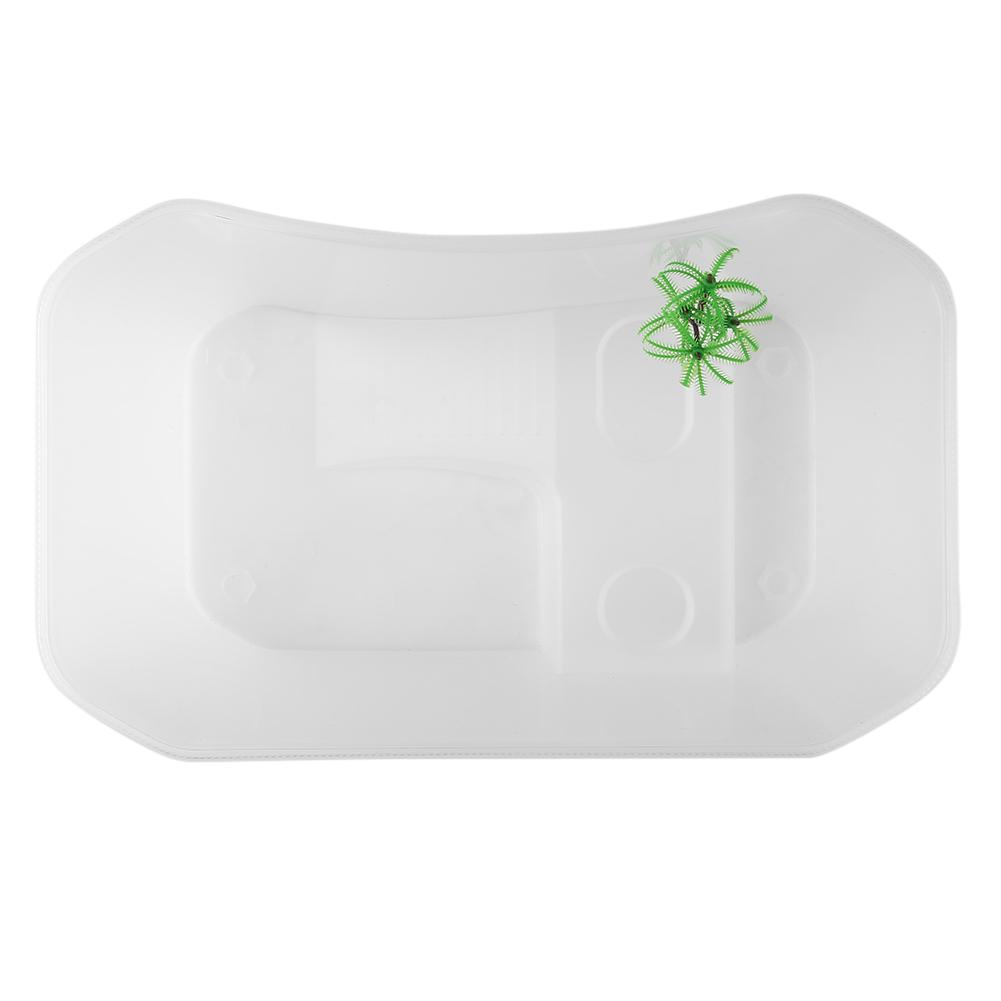 Small Plastic Open Fish Tank with Basking Platform for Turtle Reptile(White)