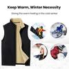 Men Winter Casual Sleeveless Jacket Stand Collar Warm Fleece Lining Waistcoat Pockets Zipper Placket Vest Coat