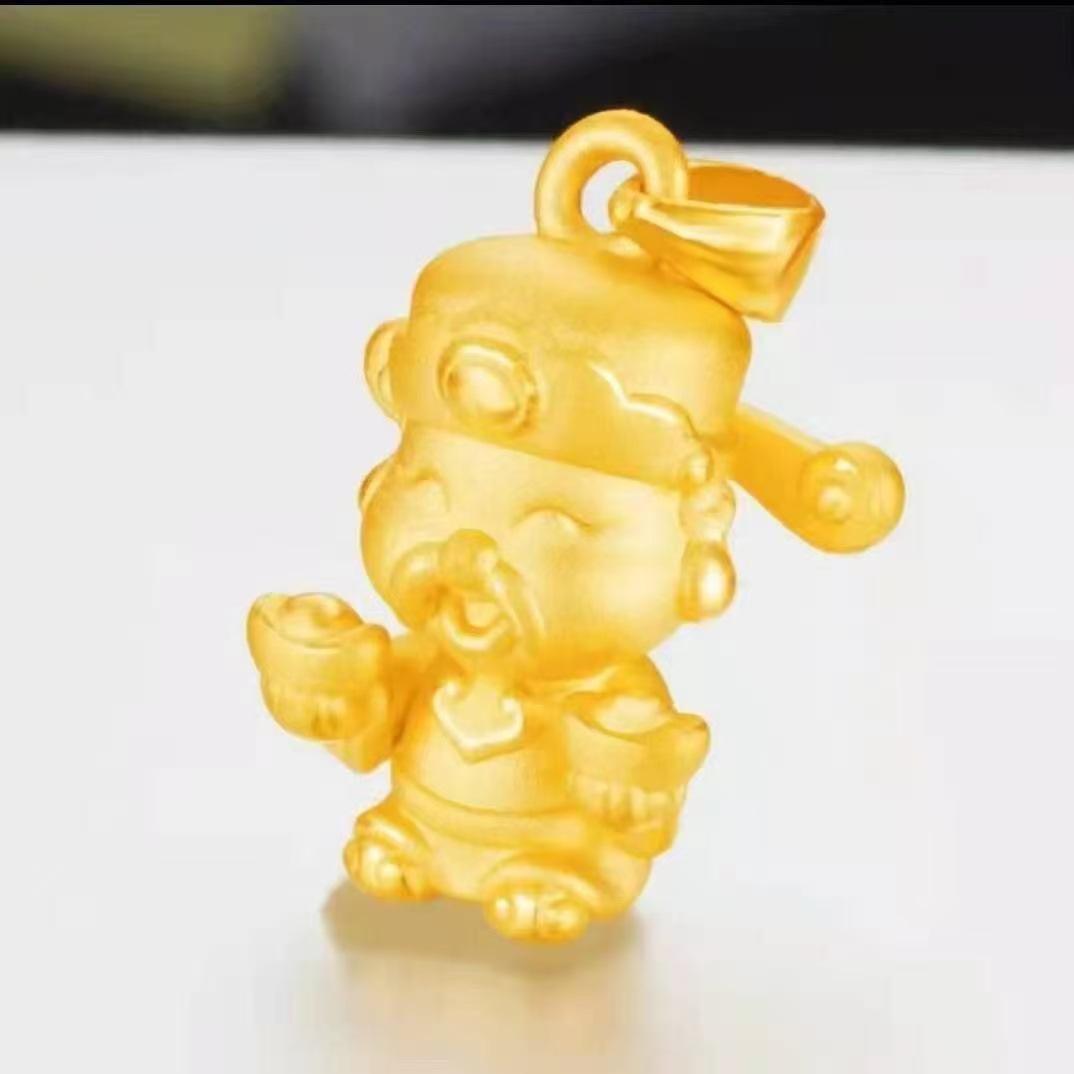 Men s Wealth God Gold Chain Necklace with O-Shaped Pendant