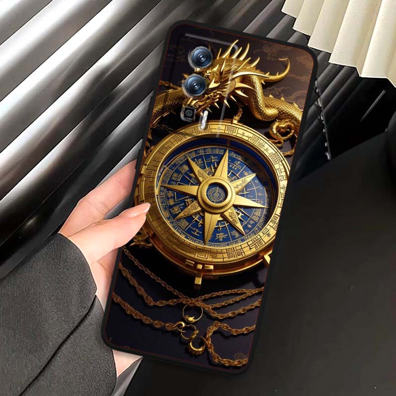 Vintage compass illustration Phone Case For Xiaomi Redmi 12 13C 12C 13 10C 9T A2 9A 9C 7A Note 10S 8T 10 9 8 Pro 4G 5G Black