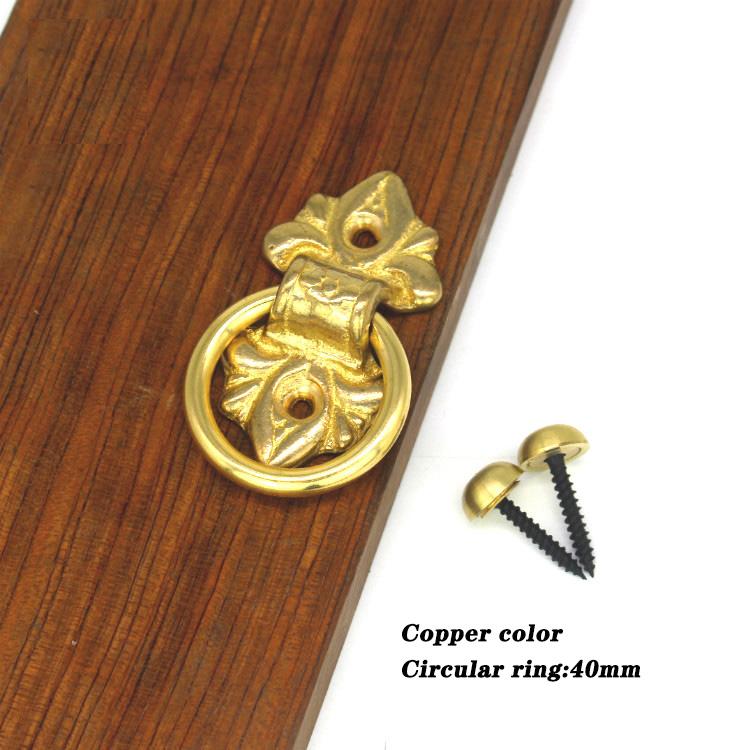 Old Ring Door Knocker Brass Bronze Knob for Cabinet Classics Gate Round Ring Handle Retro Entrence Door Knock Home Hardware