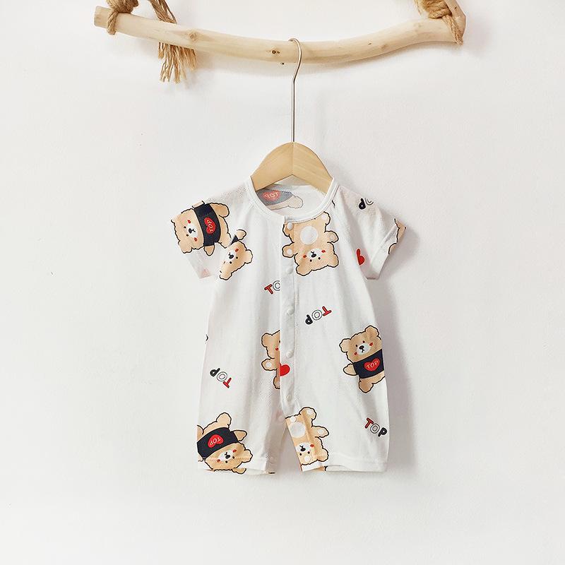 Summer Baby Bamboo Bodysuit: Lightweight, Breathable Short Sleeve Coverall for 3-24 Months
