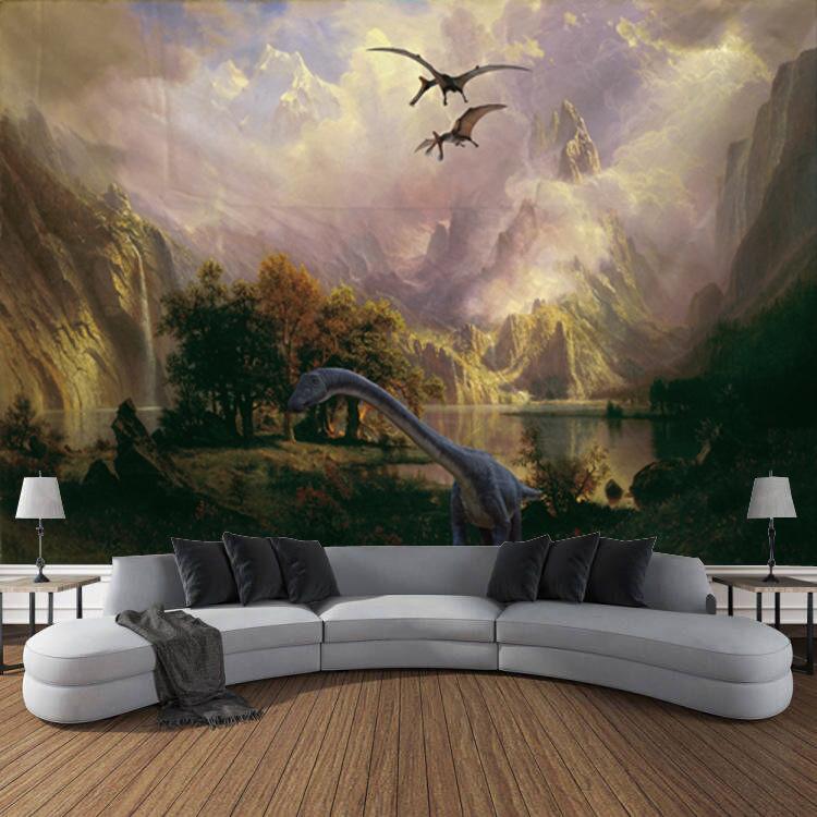 

Гобелен с динозавром, настенный гобелен, дикие древние животные, тропический Юрский период, естественная эстетика, украшение, детская спальня, комната, искусство 200X170CM