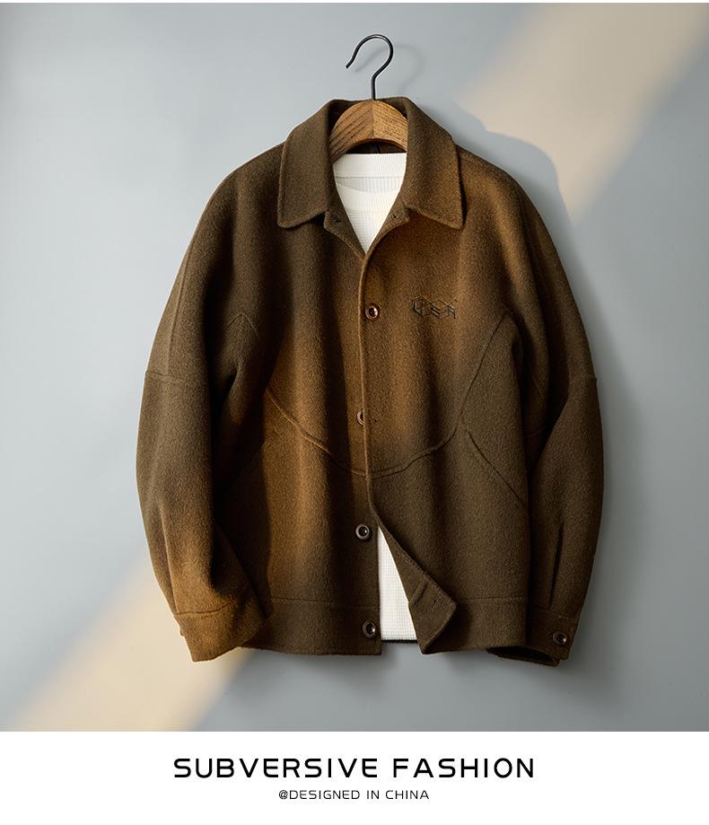 Men's 2025 Autumn/Winter Woolen Coat - New Lapel Wool Jacket, High-End Feel, Loose Fit.