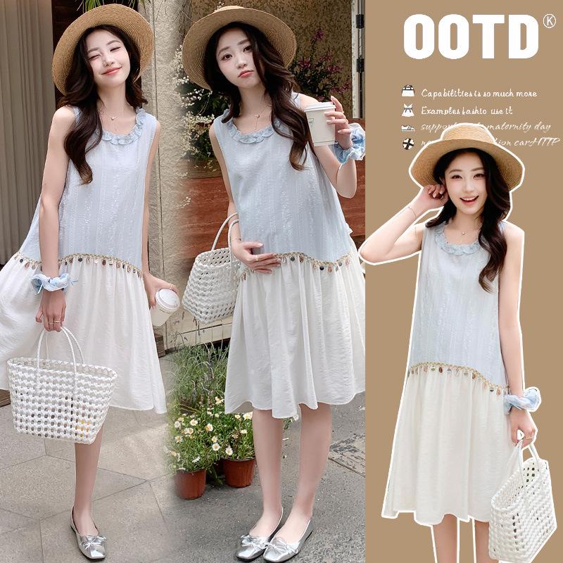 2026 Korean Style Loose Sweet Summer Maternity Dress M