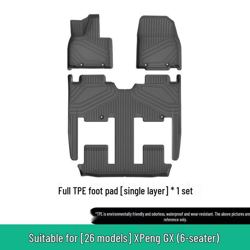 Eco-friendly TPE Floor & Trunk Mats for 2026 XPeng GX, with Backrest Protection.