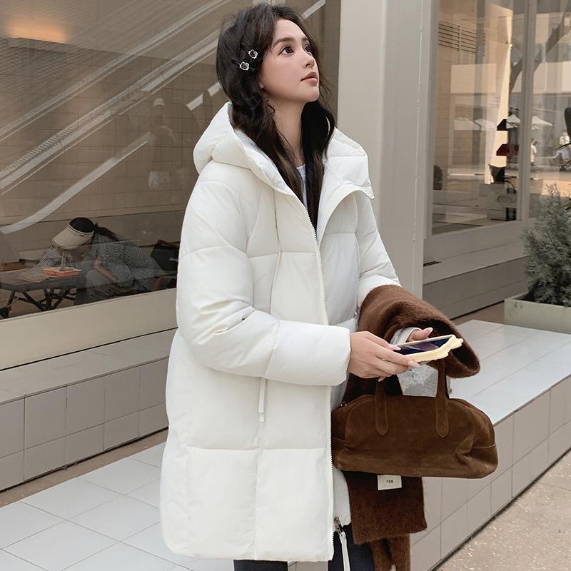 Herbst und Winter neue Wolkenpuffs verdickte warme baumwollgepolsterte Kleidung Damen mittel und lang Kapuzen-Brotkleidung Baumwollkleidung Jacke