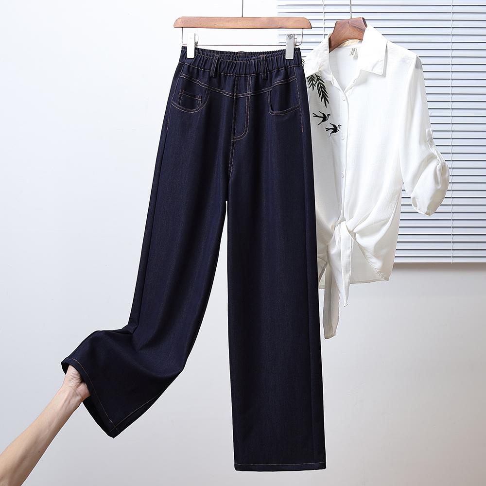 DIMANAF 2025 Autumn Plus Size Women Jeans Pants Denim Elastic Basic Blue High Waist Trousers Oversize New Pants 5XL