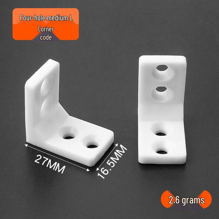 Thickened White Nylon Corner Bracket, L-Shaped 90 Degree, Triangular with Cover for Furniture Cabinet Connector