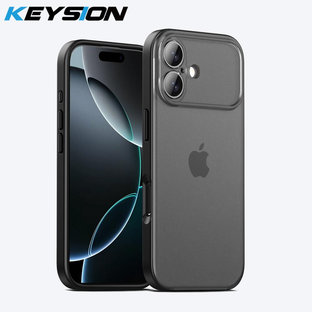 

KEYSION Transparent Matte Phone Case for iPhone 17 Translucent Soft Silicone+PC Shockproof Phone Back Cover for iPhone 17 2025 for iPhone 17 чёрный