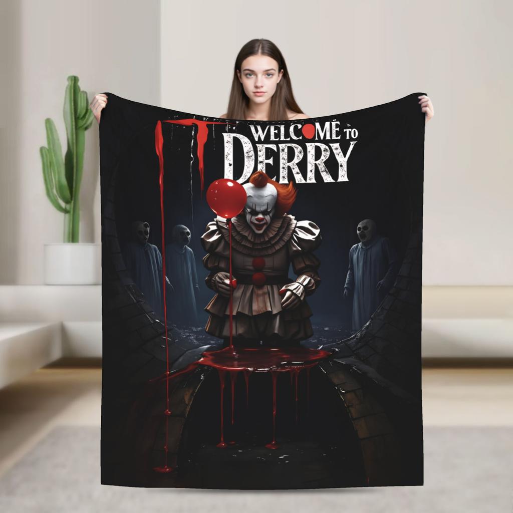 IT Welcome To The Derry 2025 Flannel Blankets Soft Throw Blanket for Bedroom Travel Office Novelty Bedspread Sofa Bed Cover