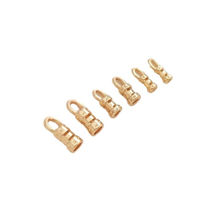 14K Gold Filled Chain Clasp & Leather Cord End Cap for DIY Jewelry