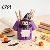 Cute Resin Craft Witch Pen Holder, Desk Organizer, Makeup Brush Cartoon Container Halloween Stationery Storage for Office School Supplies Study