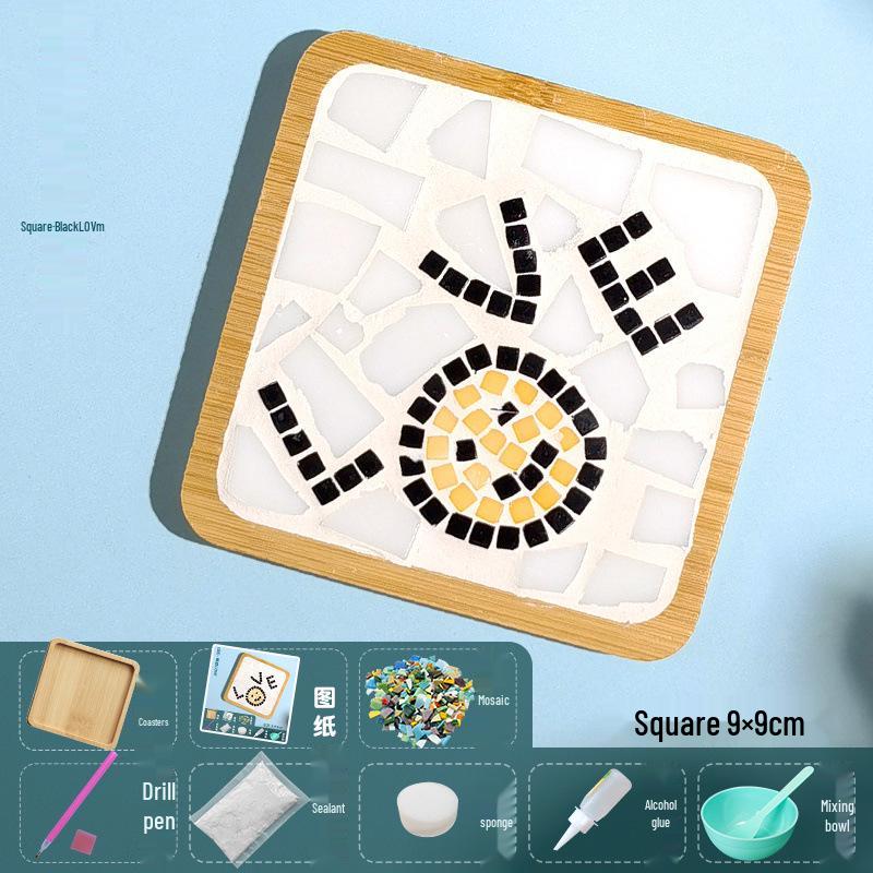 DIY Large Mosaic Coaster Kit: Creative Glass Sticker Pack for Adults & Kids