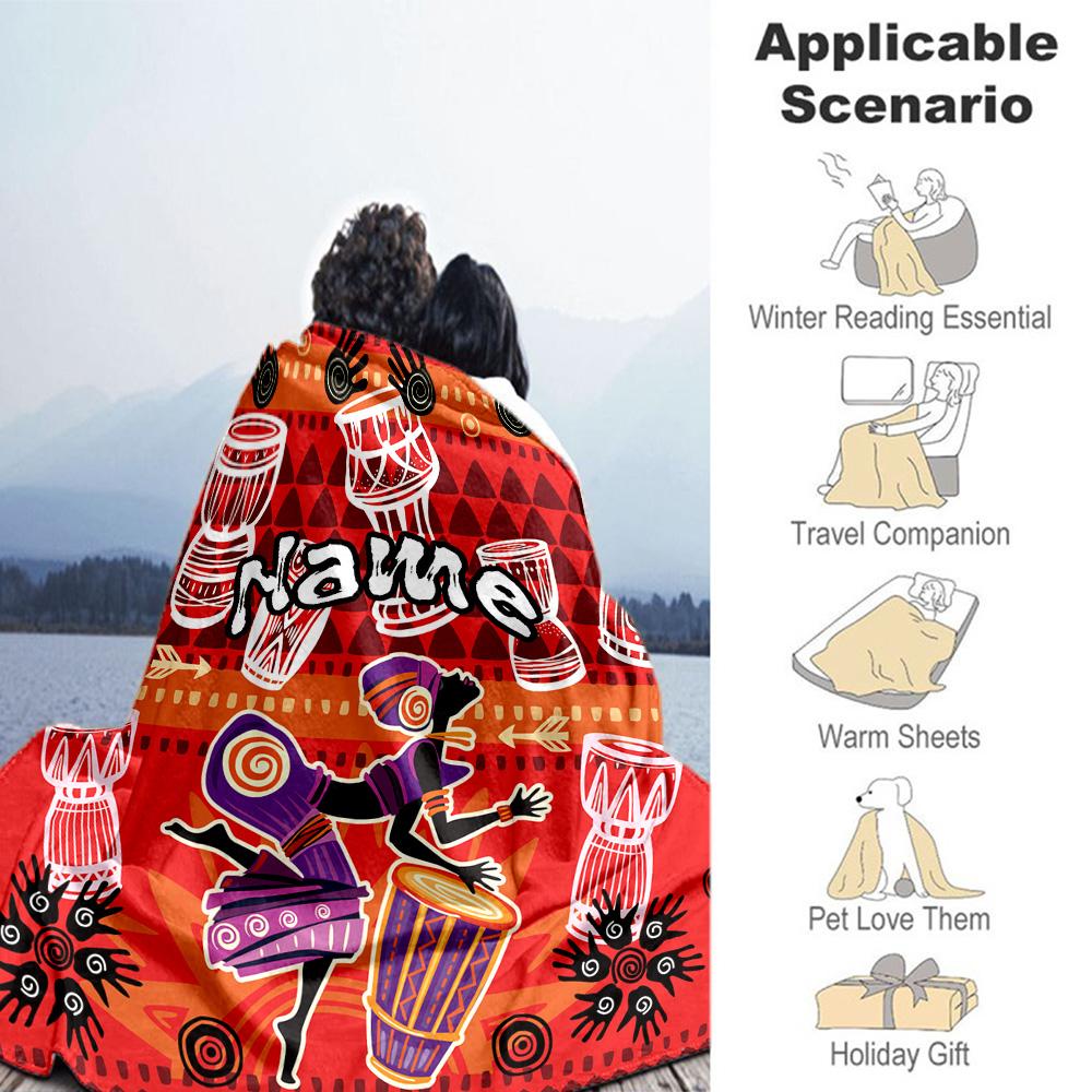 African Dance Customize Your Name Blanket Gift Customizable Blanket Soft & Cozy Versatile for Picnics Bedding Nap Sofa Four Seasons Multipurpose