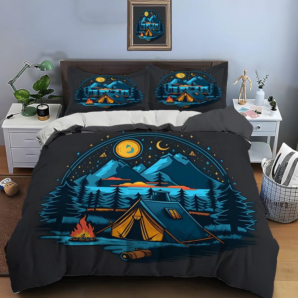 Outdoor camping enthusiasts Print Bedding Set Duvet Cover 1 Duvet Cover 2 Pillowcases Adult and Children Bedding Set Luxury Gift