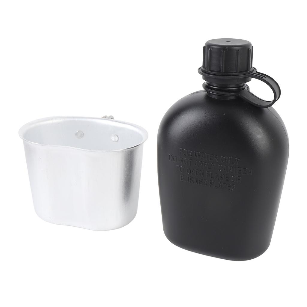 Outdoor Canteen Kit PE 1L Canteen Water Bottle with Bottle Pouch and Cup for Camping Hiking Backpacking