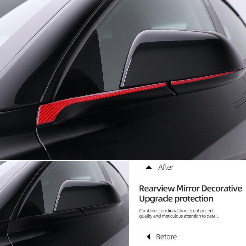 For Tesla Model 3 Highland 2026 Model Y Juniper Carbon Fiber Rearview Mirror Decoration Strip Protect Sticker Car Accessories