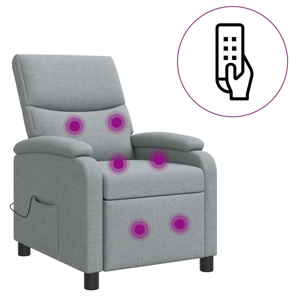 Massage Recliner Light Grey Fabric