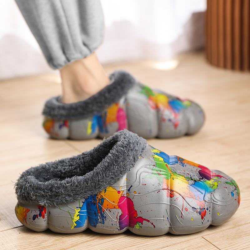 Зимние женские и мужские плюшевые тапочки — фото 9