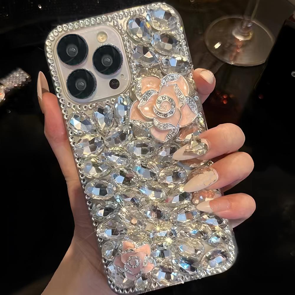 Glitter Bling Crystal Rhinestone Camellia Flower Phone Case For Samsung Galaxy Note 20 Ultra 10 Plus Xcover 7 Pro Sparkly Diamond Cover