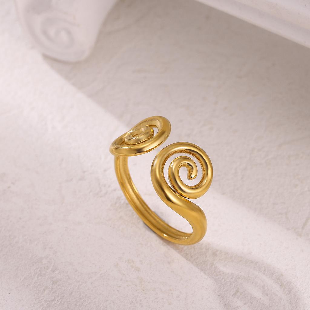 Irregular Geometric Adjustable Rings For Women Gold Color Stainless Steel Waterproof Dolphin Fish Anillos Heart Dainty Jewelry