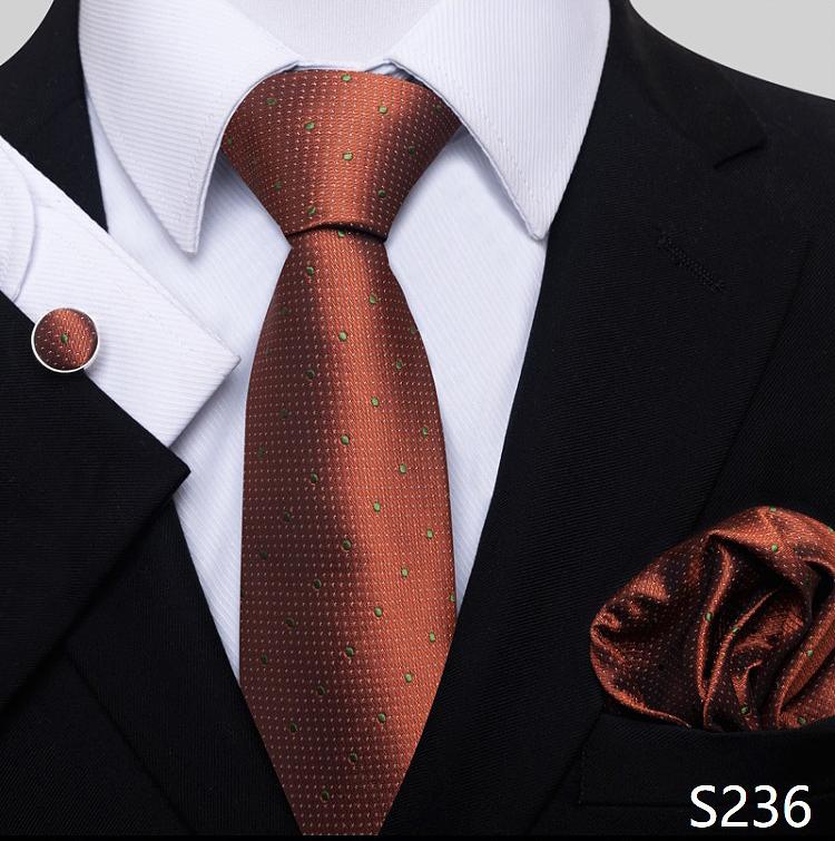 Newest Style Holiday Present Tie Pocket Squares Cufflink Set Necktie Men Dark Blue Wedding Accessories Office Cravat